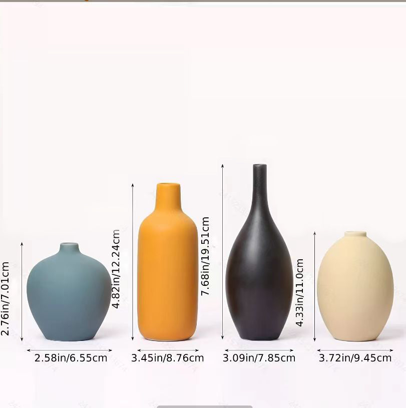 Modern Minimalist Ceramic Vase Set (4-Piece)
