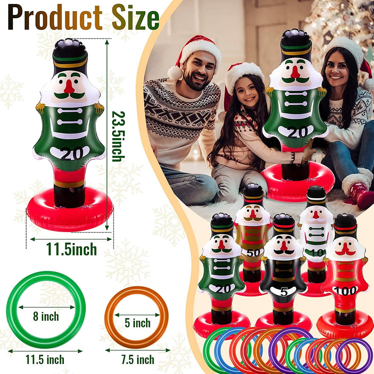 5-Pack Christmas Nutcrackers Ring Toss Game