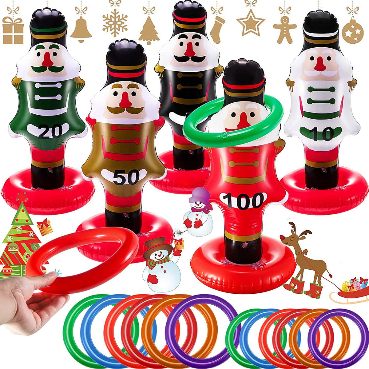5-Pack Christmas Nutcrackers Ring Toss Game