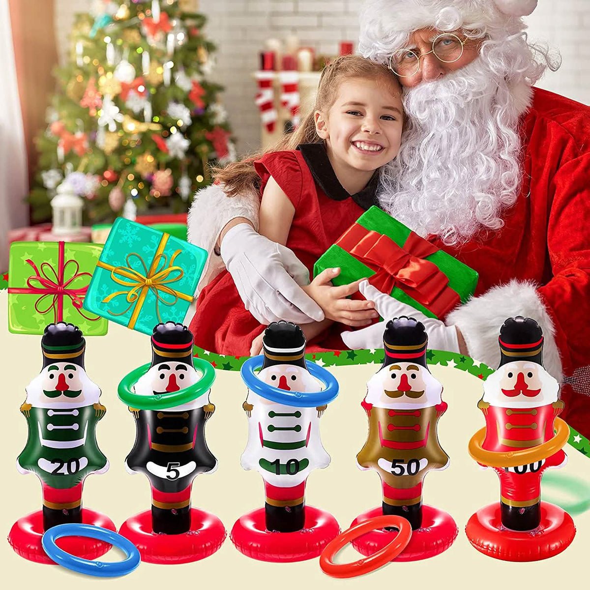 5-Pack Christmas Nutcrackers Ring Toss Game