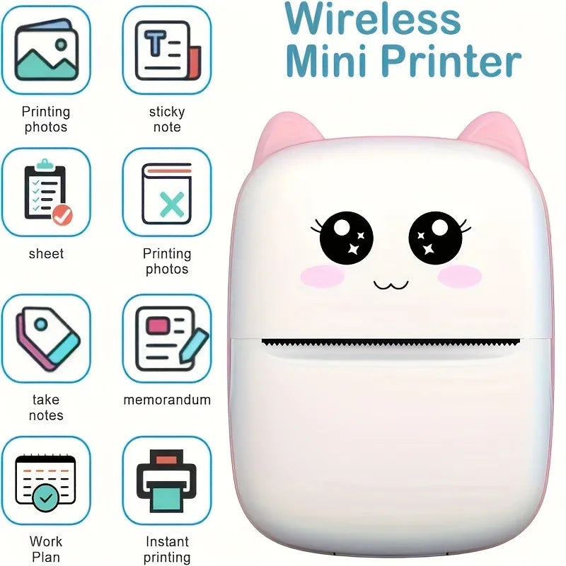 Mini Portable Thermal Printer — Instant Print for Photos, Labels & Notes, Wireless, USB Charging