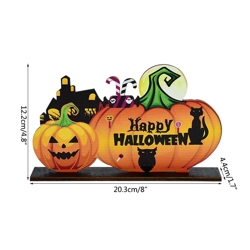 Halloween Wooden Pendant Ornaments — Pumpkin, Ghost & Trick-or-Treat Door & Party Decor