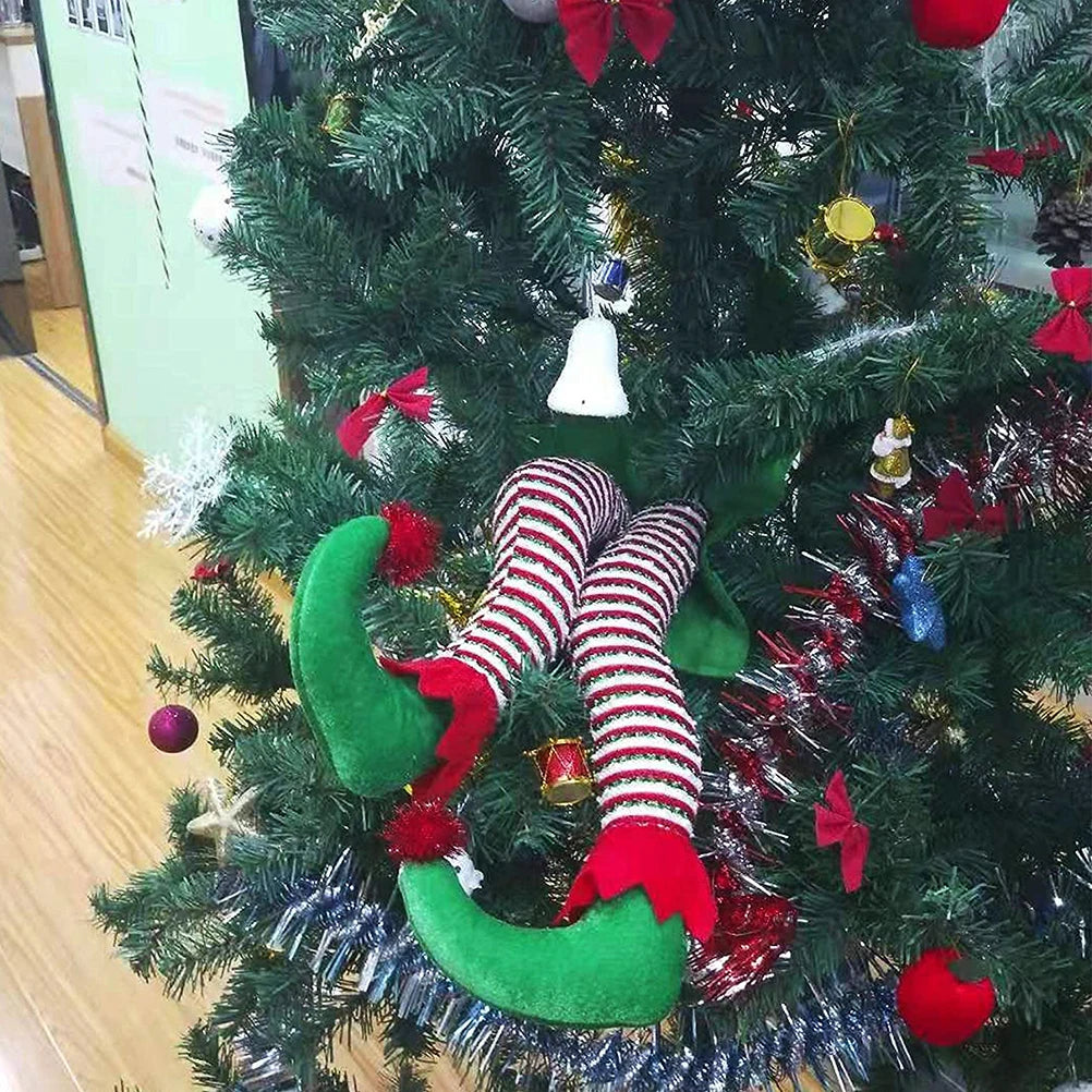 Christmas Elf & Santa Legs Plush Ornament – Stuffed Felt Feet for Tree, Wreath & Holiday Décor