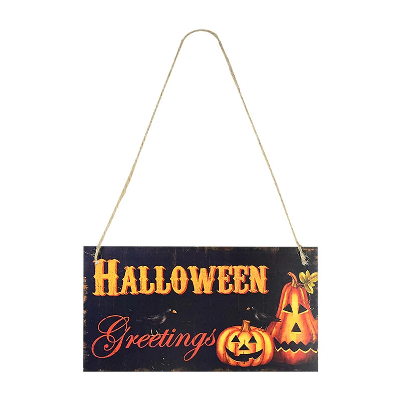 Halloween Wooden Pendant Ornaments — Pumpkin, Ghost & Trick-or-Treat Door & Party Decor