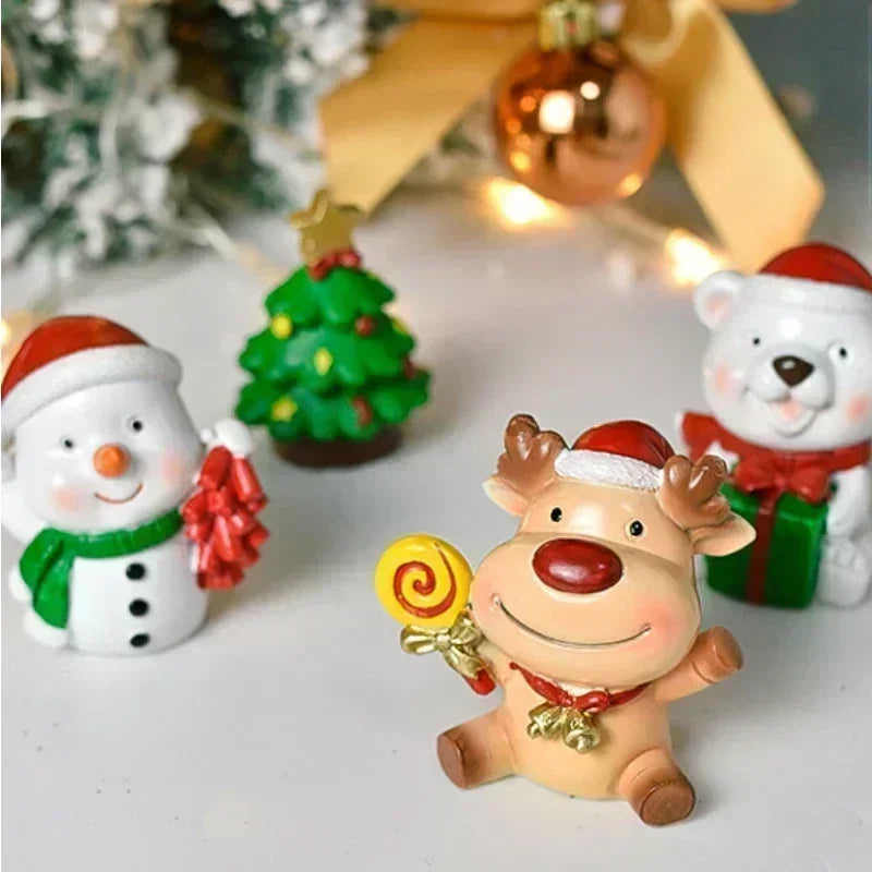 Christmas Resin Animal Figurine Ornament — Cute Holiday Desktop Decor