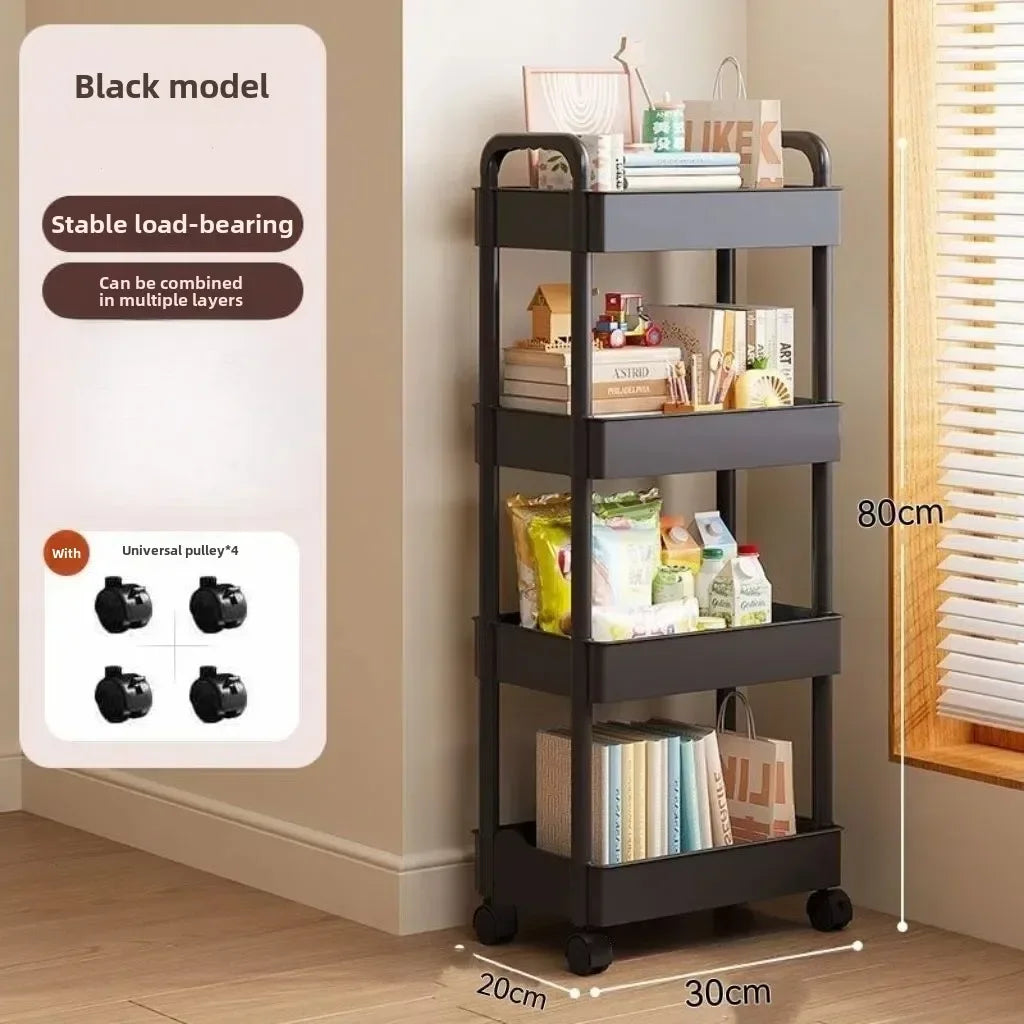 Multifunctional Open Shelf Storage Cart — Kitchen, Living Room & Bedroom Organizer