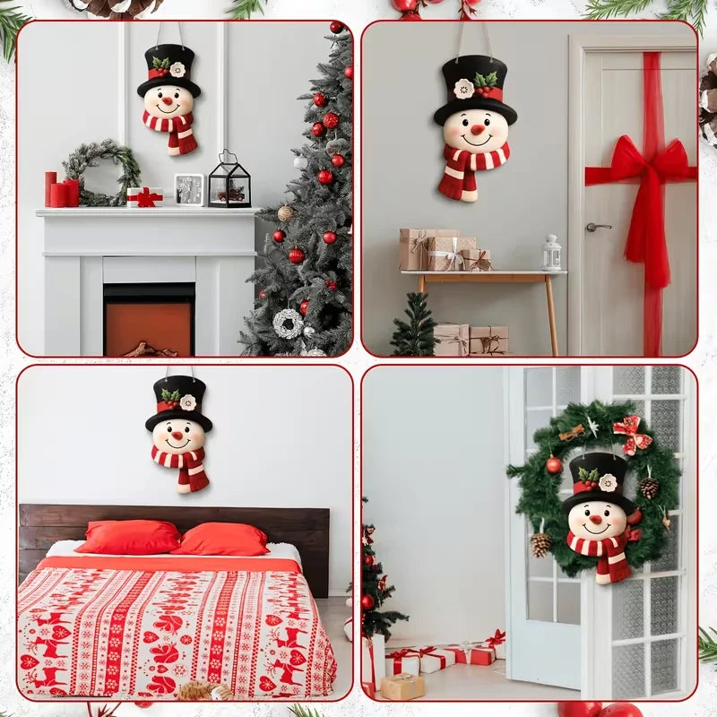 Farmhouse Snowman Door Hanging — Winter Welcome Sign for Front Door & Wall