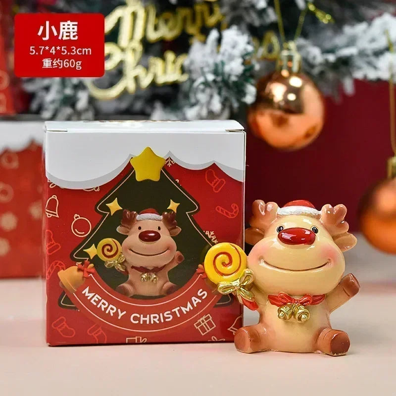 Christmas Resin Animal Figurine Ornament — Cute Holiday Desktop Decor