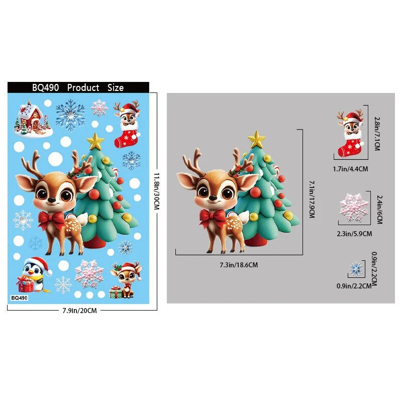 Christmas Window Stickers – Gingerbread Man, Santa, Snowman & Snowflake Decals