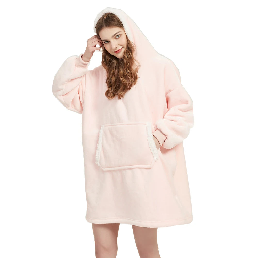 Winter Sherpa Blanket With Sleeves Ultra Plush Fleece Sweatshirt Blanket Hoodie Pink Grey Wine Blue Warm Flannel Hooded Blankets
