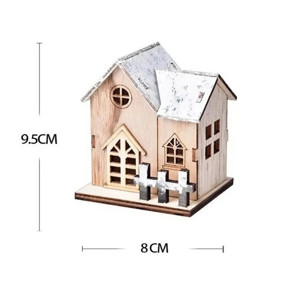 Christmas LED Wooden Cabin Ornament – Glowing Holiday House for Tree & Home Décor