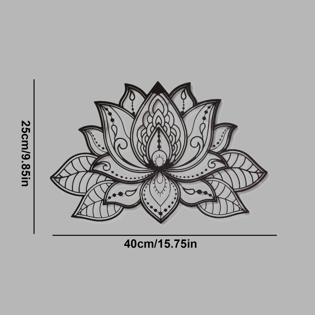 Lotus Flower Mandala Metal Wall Art — Large Black Home Decor