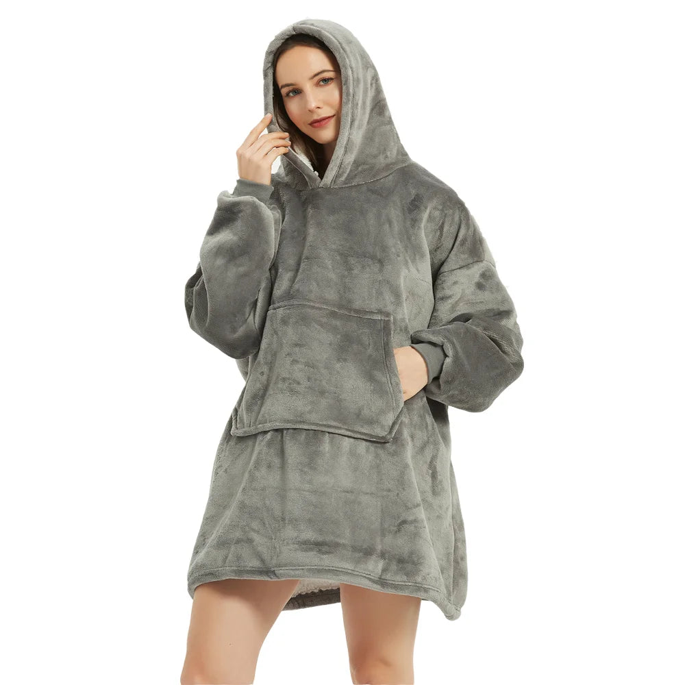 Winter Sherpa Blanket With Sleeves Ultra Plush Fleece Sweatshirt Blanket Hoodie Pink Grey Wine Blue Warm Flannel Hooded Blankets