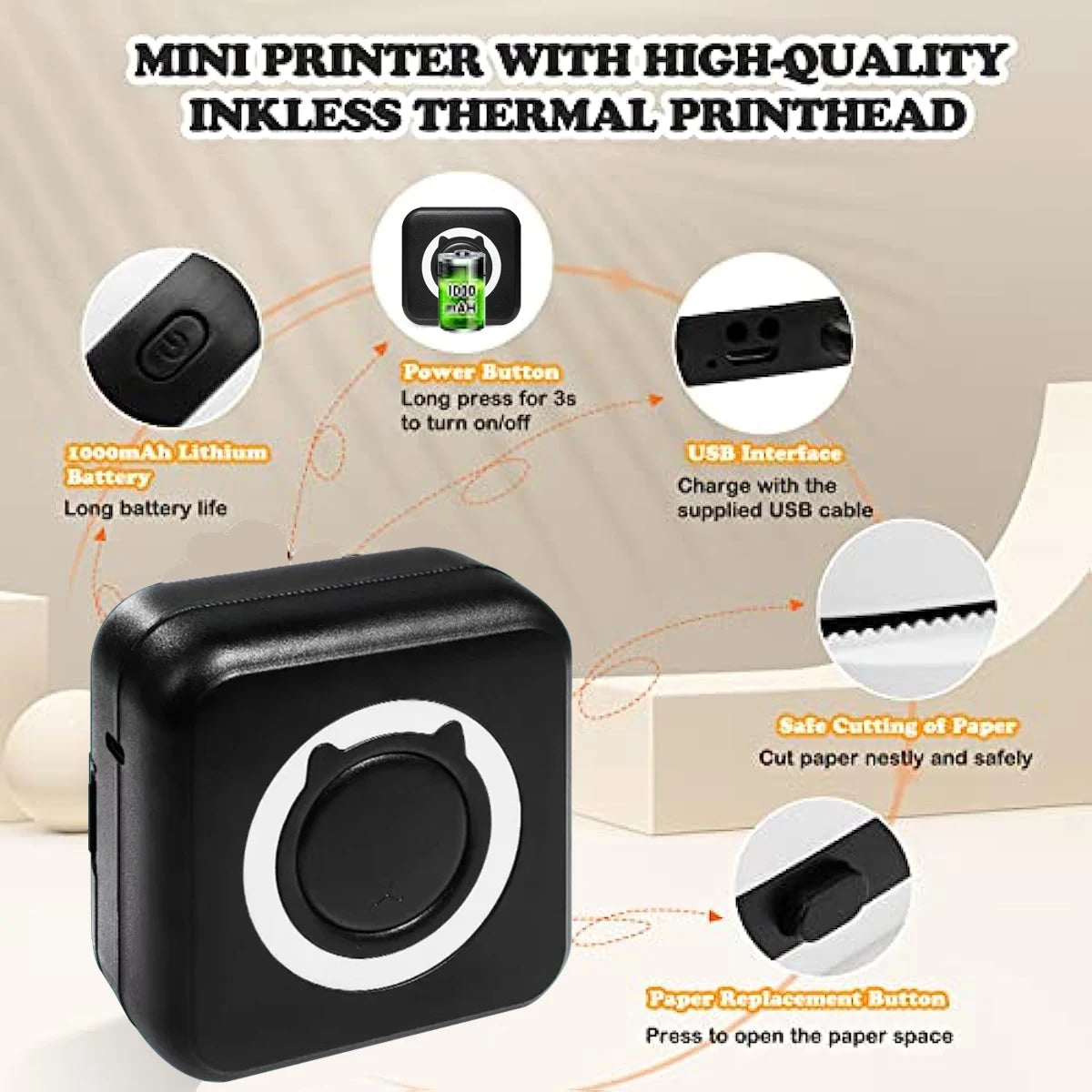 Mini Portable Thermal Photo & Label Printer — Wireless Bluetooth, 58mm, iOS & Android