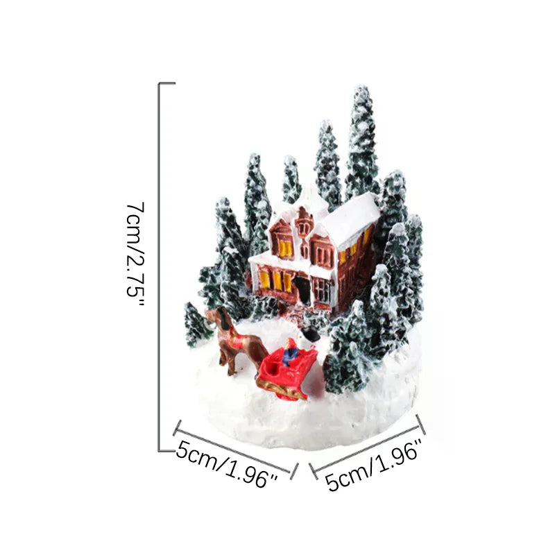 Christmas LED Resin Ornament – Santa Castle & Snow House Light-Up Figurine