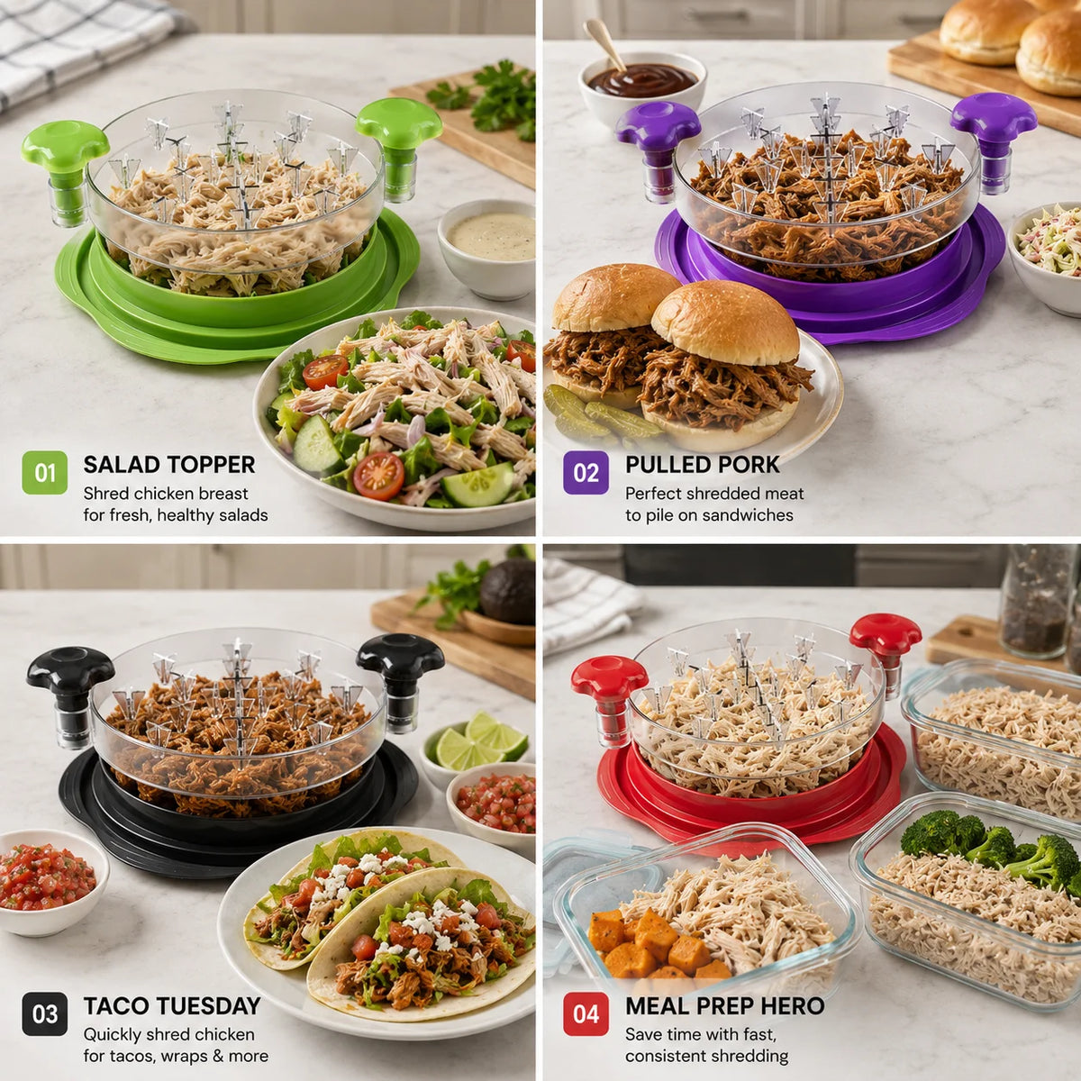Chicken Shredder Meat Shredder Tool With Transparent Lid Visible Manual Meat Machine For Pulled Pork BBQ Kitchen Gadget