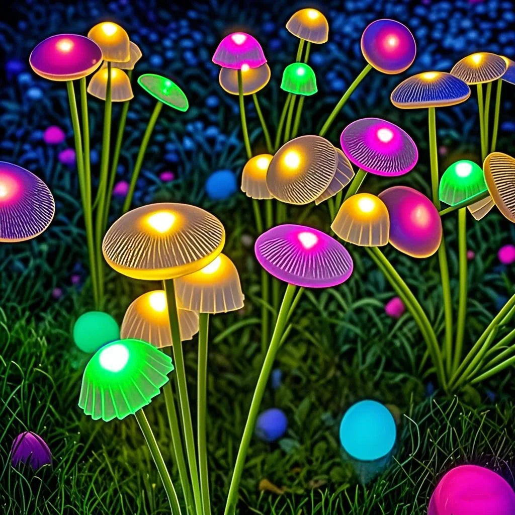 Solar Mushroom & Jellyfish Garden Lights — Dual Mode Outdoor Decor