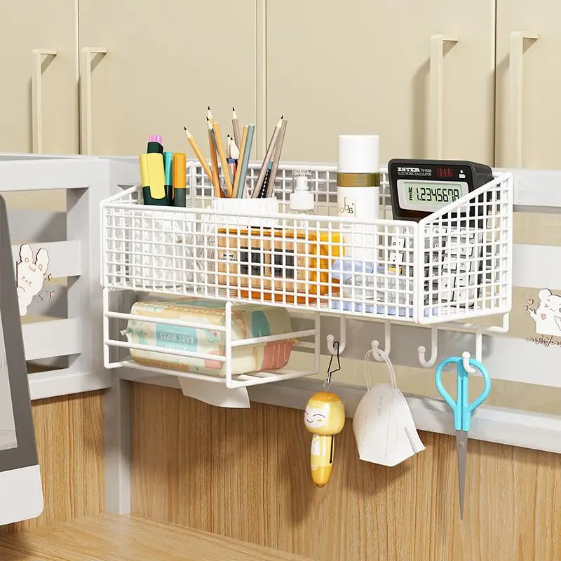 Wall-Mounted Storage Basket Shelf — No-Drill Iron Hanging Organizer