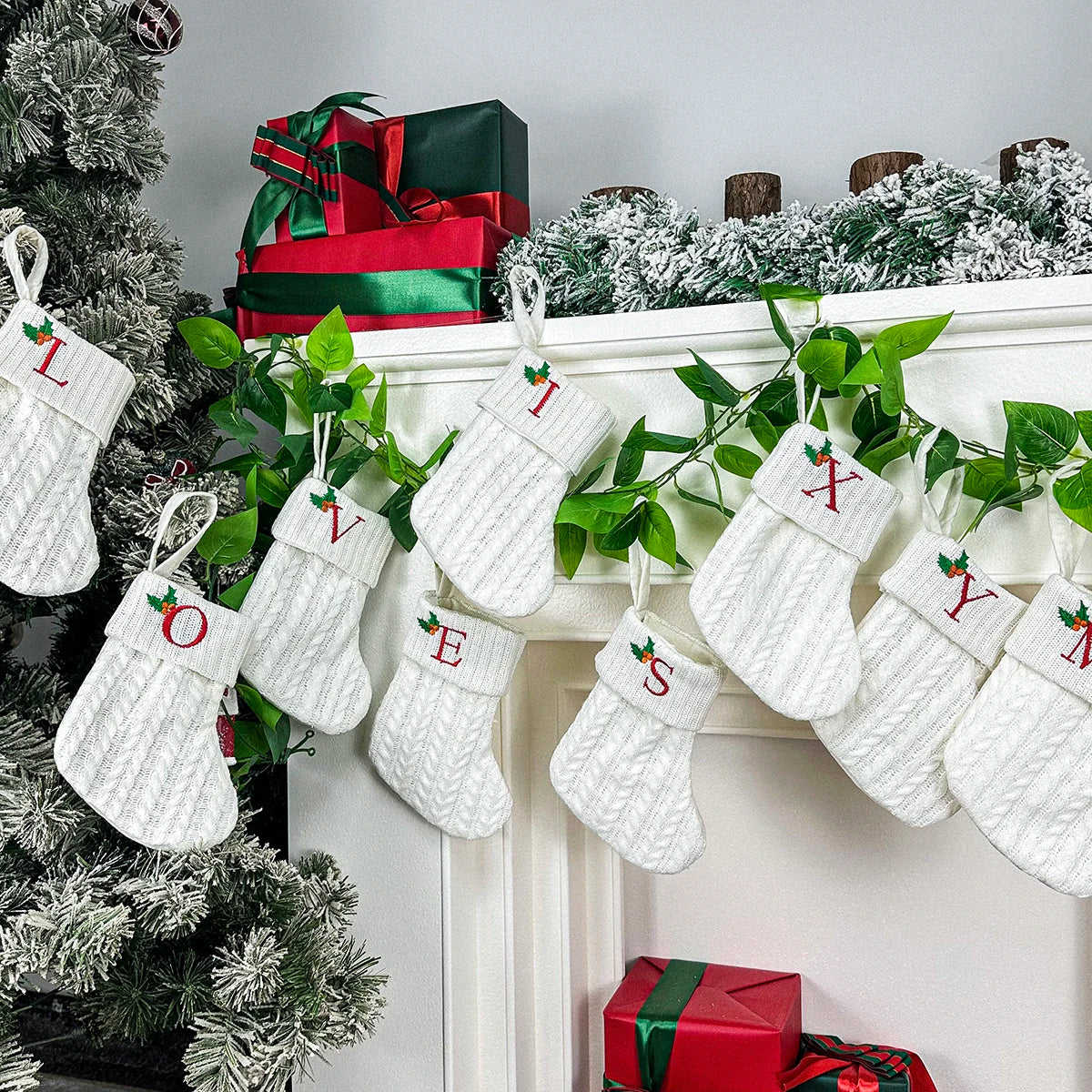Personalized Letter Christmas Stocking — Alphabet Initial Holiday Gift Bag & Tree Decor