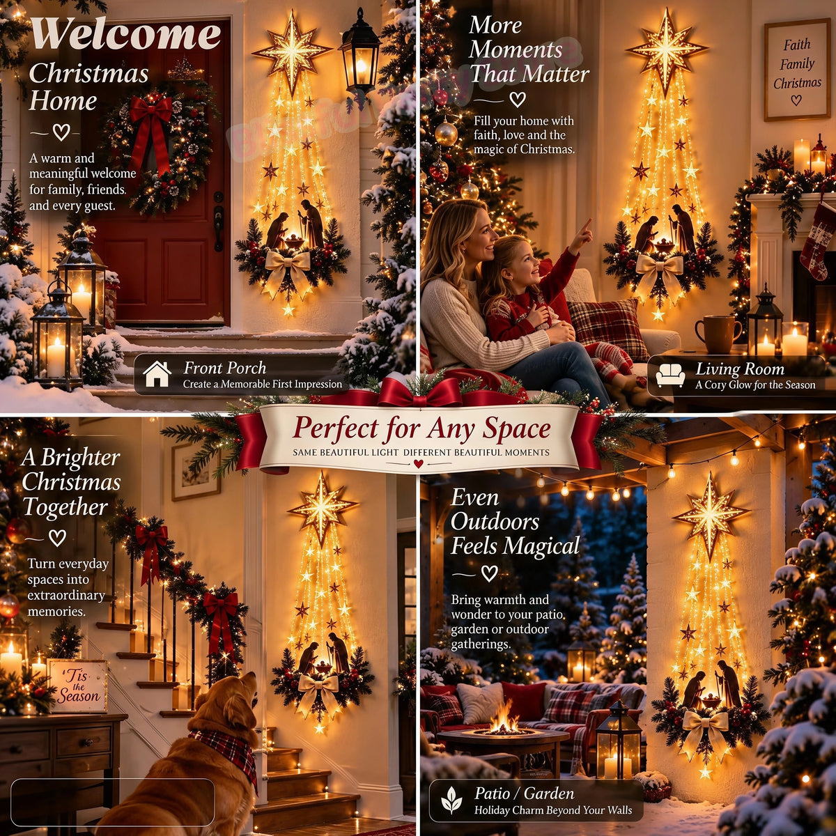 Christmas LED Glowing Wall Hanging Ornament – Lighted Holiday Scene Décor