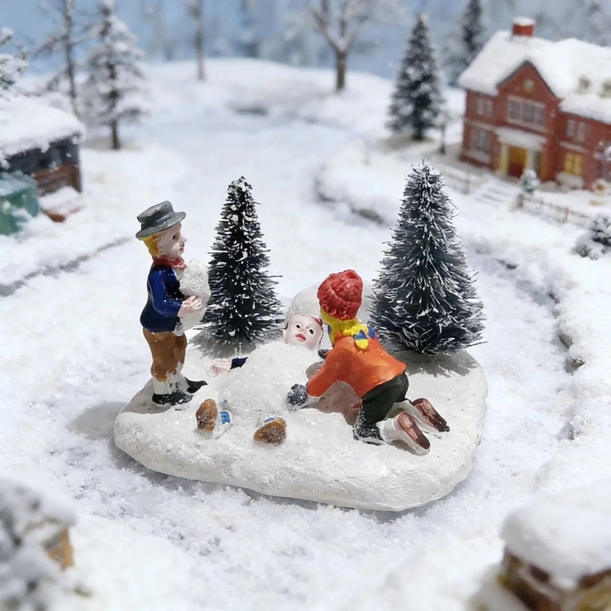 Christmas Village Figurines – Hand-Painted Resin Kids & Santa Scene Accessories