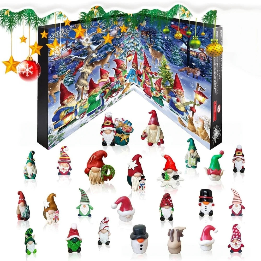 24-Day Christmas Advent Calendar — 24-Piece Resin Figurine Ornament Set