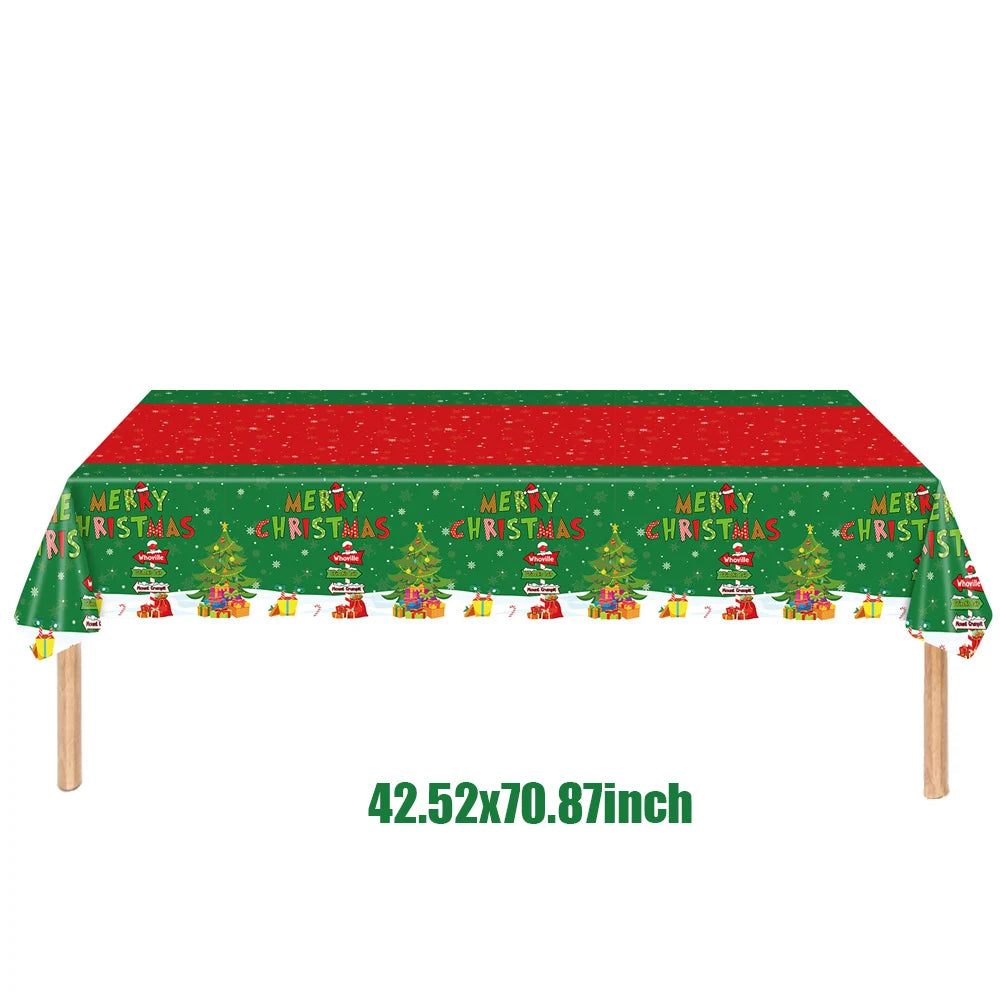 2026 Christmas New Decorations Green Party Tableware Set Disposable Paper Plates Cups Napkins For New Year Eve Dinner Supplies
