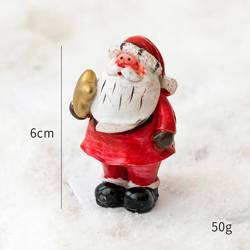 Christmas Resin Santa & Snowman Desktop Figurine – Holiday Décor & Photography Prop