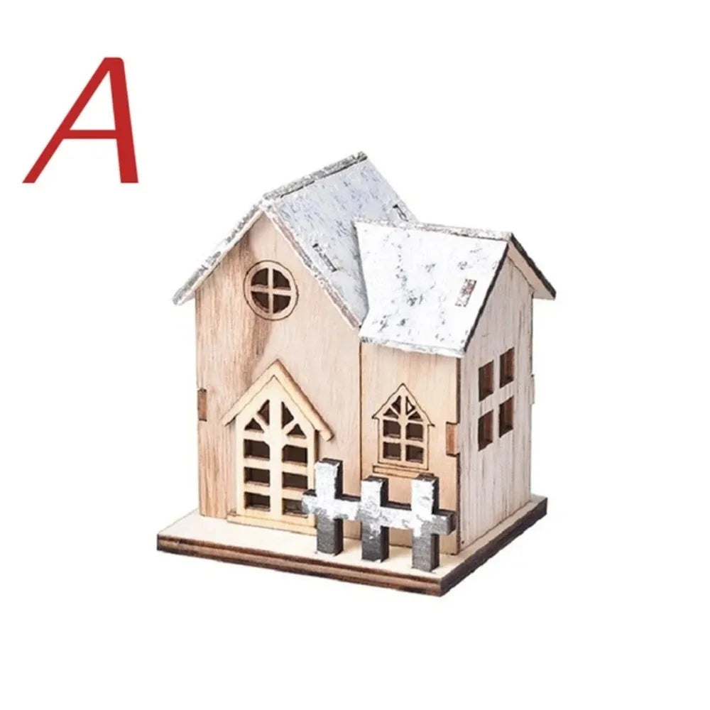 Christmas LED Wooden Cabin Ornament – Glowing Holiday House for Tree & Home Décor