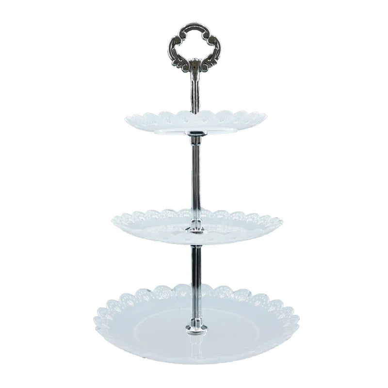 3 Tier Cake Tray Afternoon Tea Wedding Plates Party Tableware European Simply Style Creative Petal Fruit Tray Display Shelf