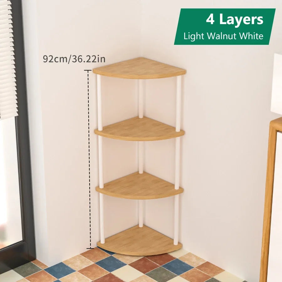 Corner Wall Storage Rack — Shelves for Living Room, Kitchen & Bedroom