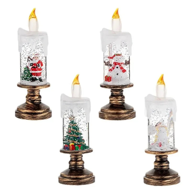 Christmas Crystal Ball Music Box Lantern — Snowflake Holiday Candlestick Decor