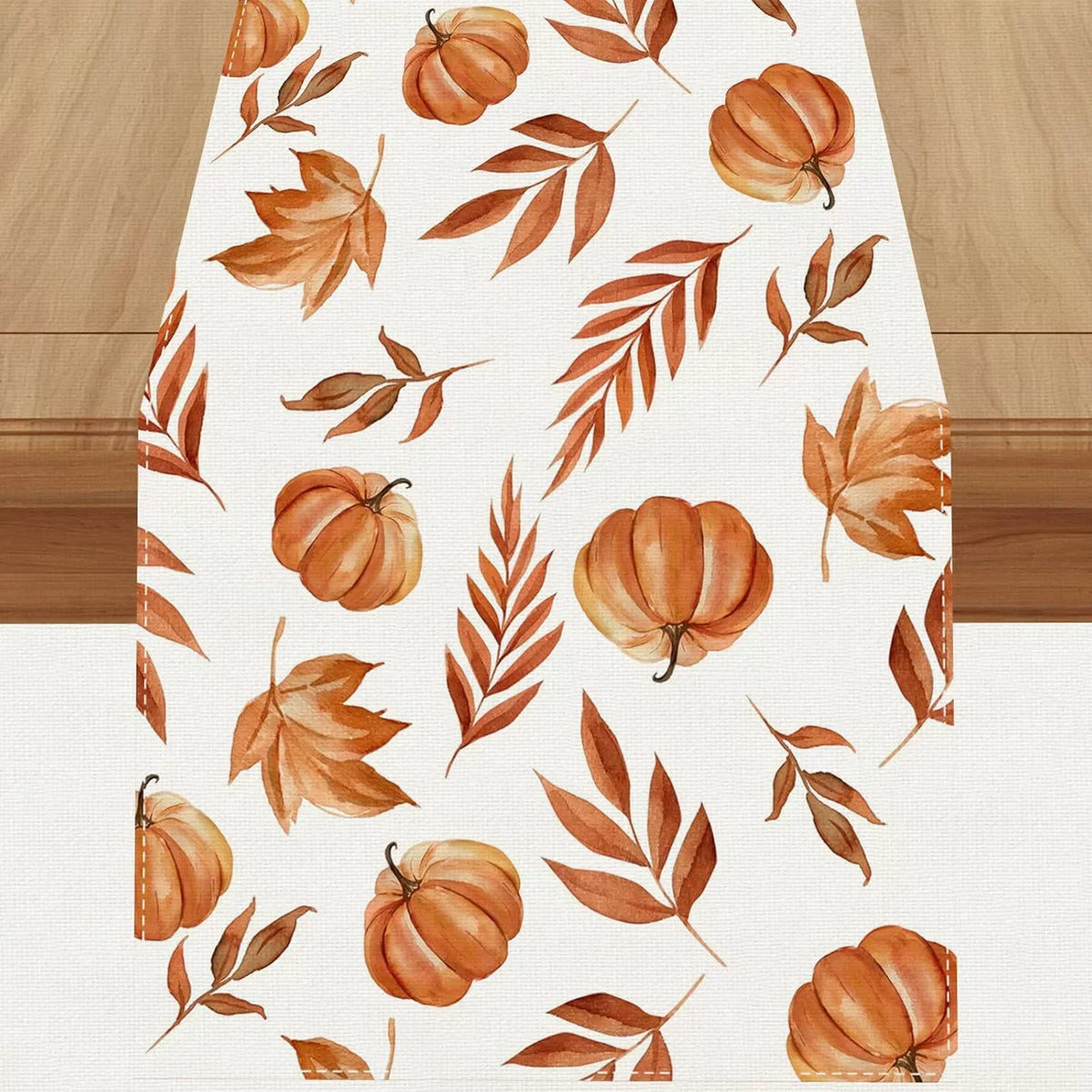 Fall Table Runner Printed Thanksgiving Maple Leaf Linen Runners, Seasonal Autumn Holiday Table Decor for Kitchen, Dining, Party