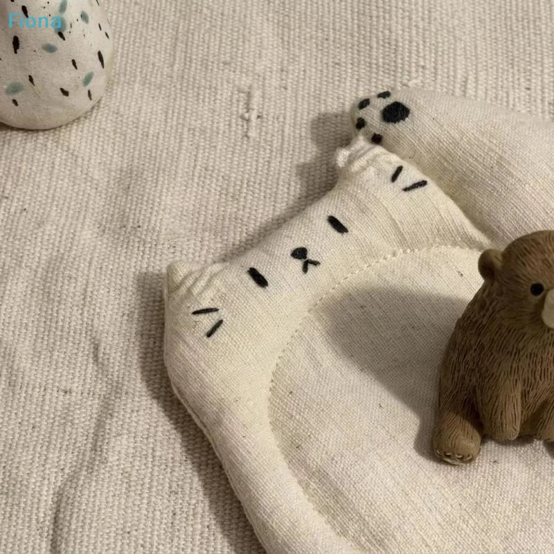 Cute Cat-Shaped Fabric Coasters — Soft Padded Linen Cup Mats for Home & Desk