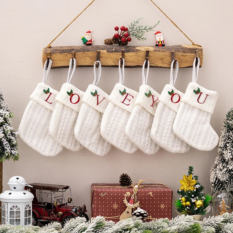 Personalized Letter Christmas Stocking — Alphabet Initial Holiday Gift Bag & Tree Decor