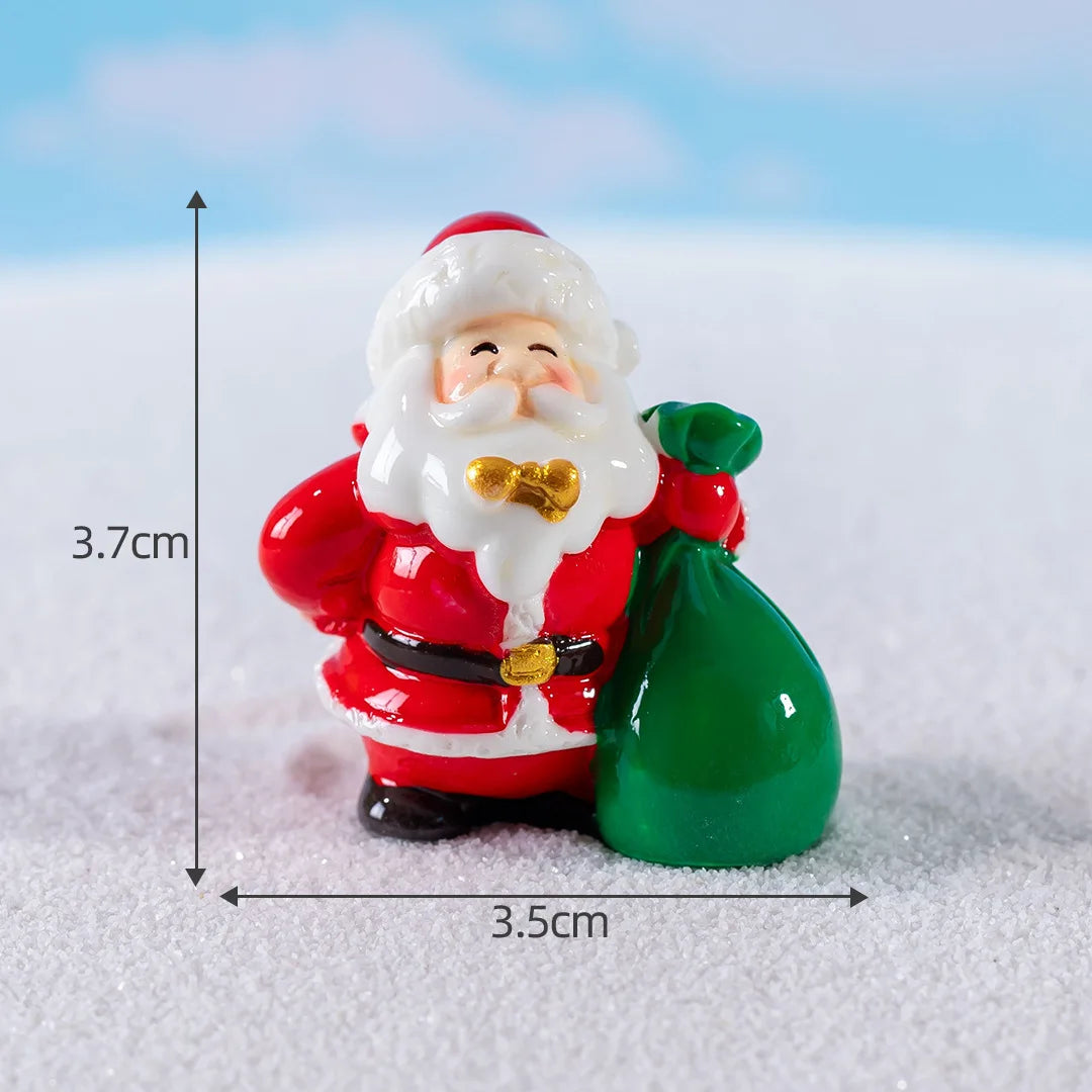 Christmas Resin Miniature Figurines – Santa, Elk & Snowman Holiday Décor Statues