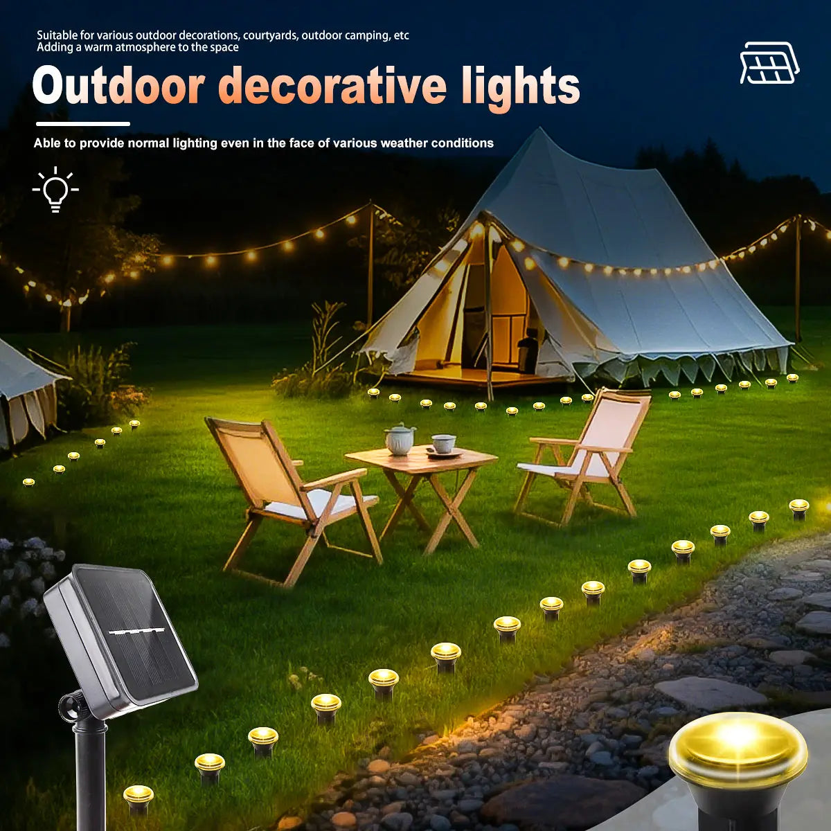Solar LED Garden Pathway Light — 8 Modes, Waterproof Outdoor Stake Lamp