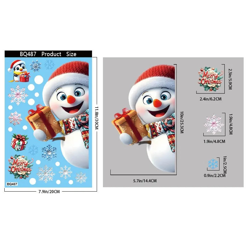 Christmas Window Stickers – Gingerbread Man, Santa, Snowman & Snowflake Decals