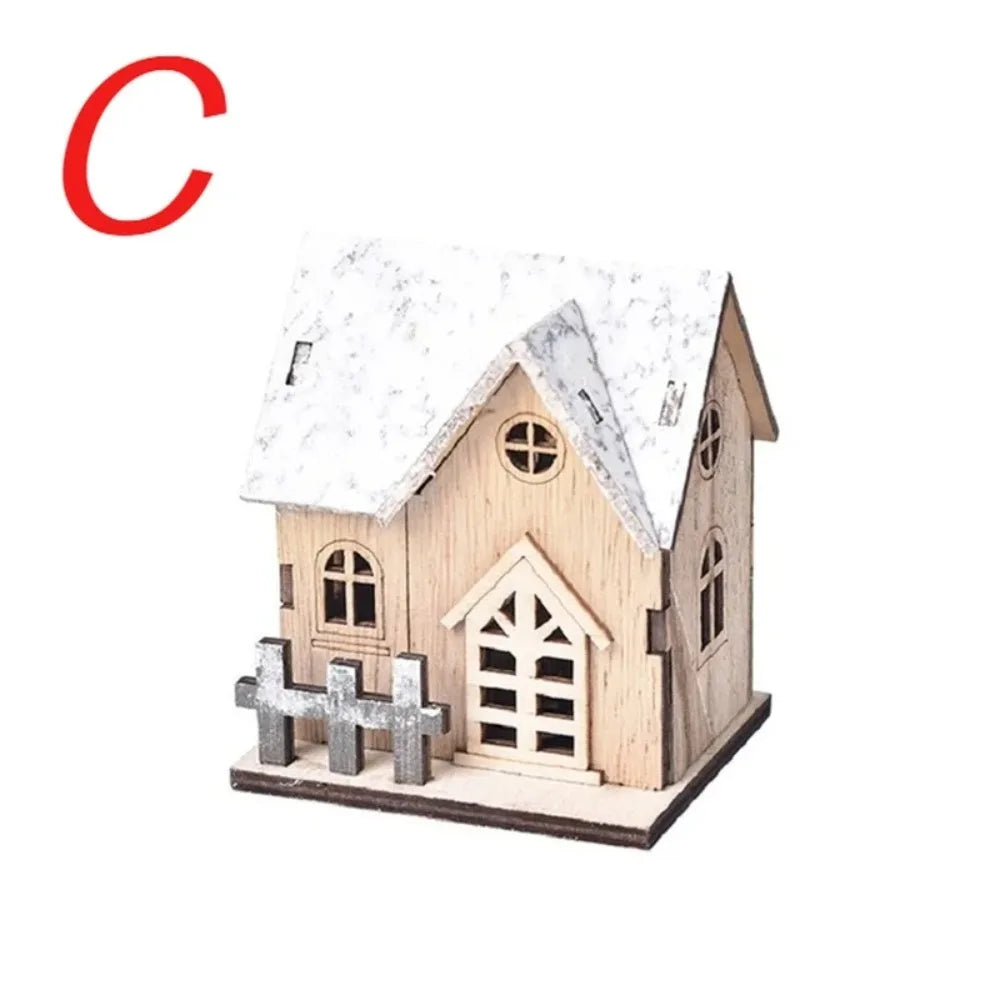 Christmas LED Wooden Cabin Ornament – Glowing Holiday House for Tree & Home Décor