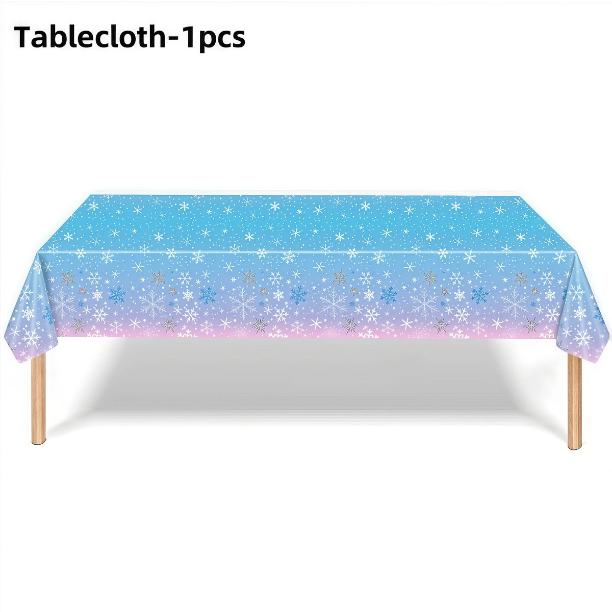 Christmas Snowflake Party Supplies Tableware Set Cups Plates Napkins Tablecloth Blue Purple Snowflake Birthday Decoration Props