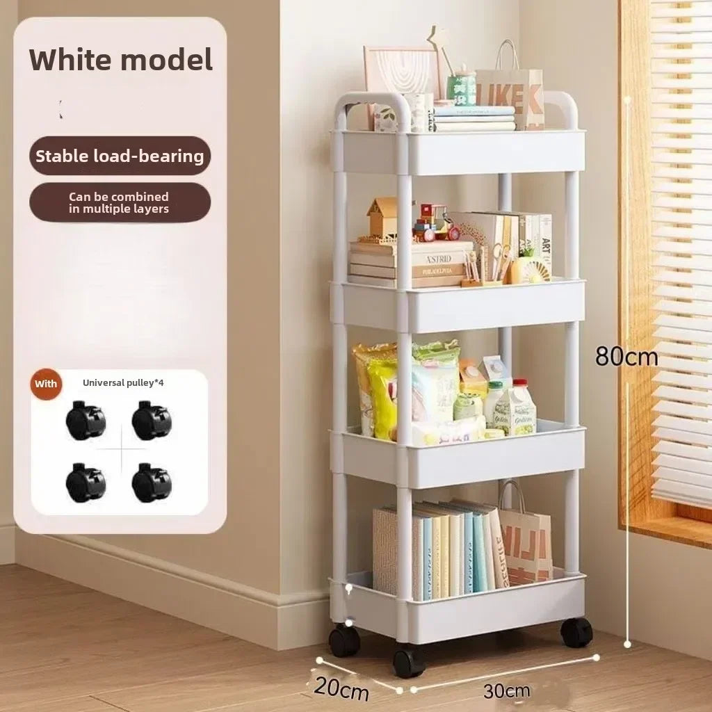 Multifunctional Open Shelf Storage Cart — Kitchen, Living Room & Bedroom Organizer