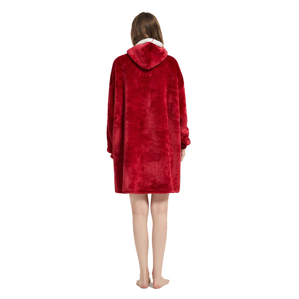 Winter Sherpa Blanket With Sleeves Ultra Plush Fleece Sweatshirt Blanket Hoodie Pink Grey Wine Blue Warm Flannel Hooded Blankets