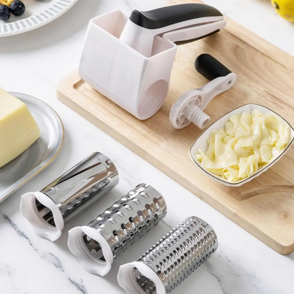3-in-1 Hand-Cranked Cheese Grater Rotary Multi-functional Parmesan Cheese Shredder Hand Crank Detachable Chocolate Grater Butter