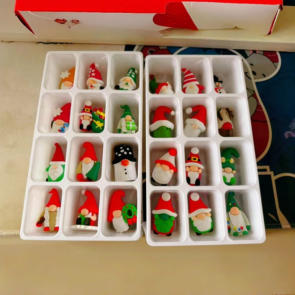 24-Day Christmas Advent Calendar — 24-Piece Resin Figurine Ornament Set