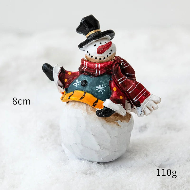 Christmas Resin Santa & Snowman Desktop Figurine – Holiday Décor & Photography Prop