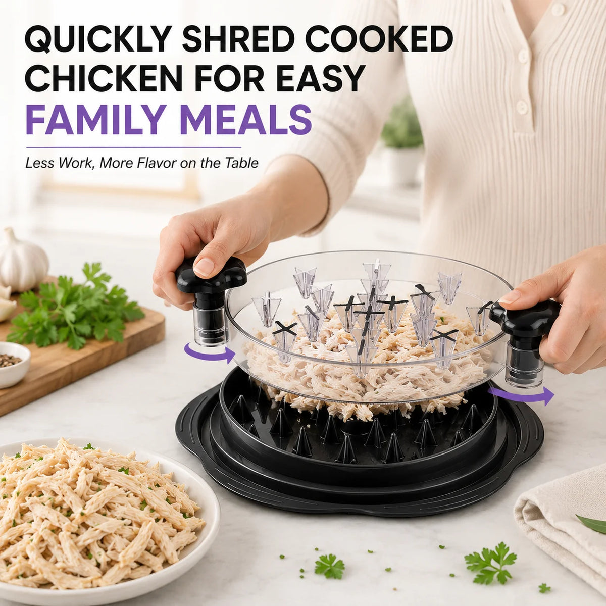 Chicken Shredder Meat Shredder Tool With Transparent Lid Visible Manual Meat Machine For Pulled Pork BBQ Kitchen Gadget
