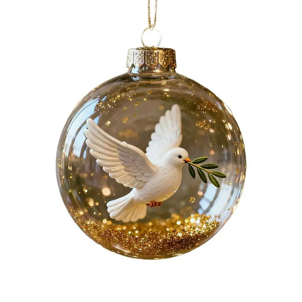 Crystal Clear Cardinal Bird Ball Ornament — 3D Nature Holiday Tree Decor