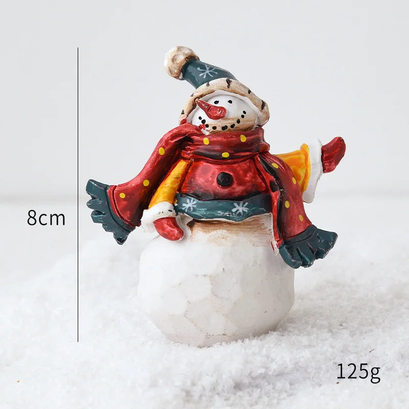 Christmas Resin Santa & Snowman Desktop Figurine – Holiday Décor & Photography Prop