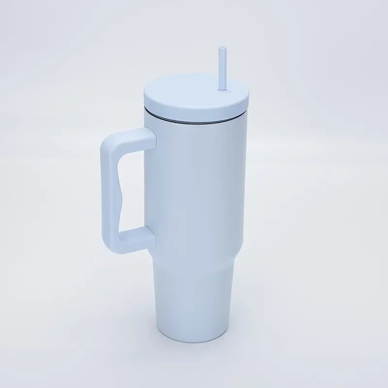 1pc 1200ml Leakproof 40oz Stainless Steel Tumbler with Handle and Straw Perfect for Outdoor Activities, Hiking, Running, Cycling