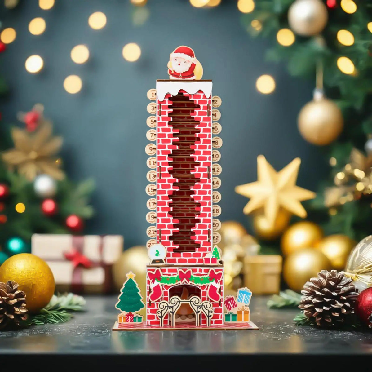 Wooden Christmas Advent Calendar — Reusable Desktop Holiday Countdown